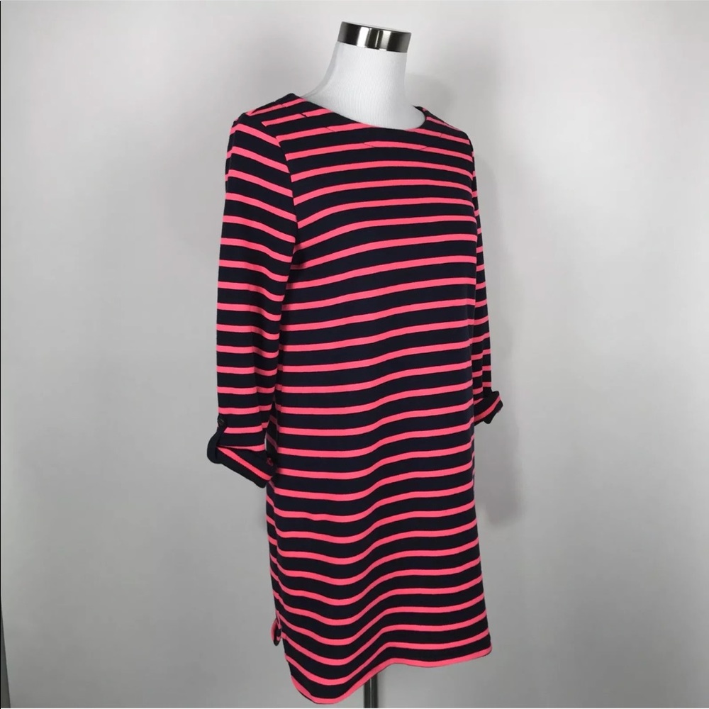 Merona Striped Sweatshirt Dress Navy Pink Sz S